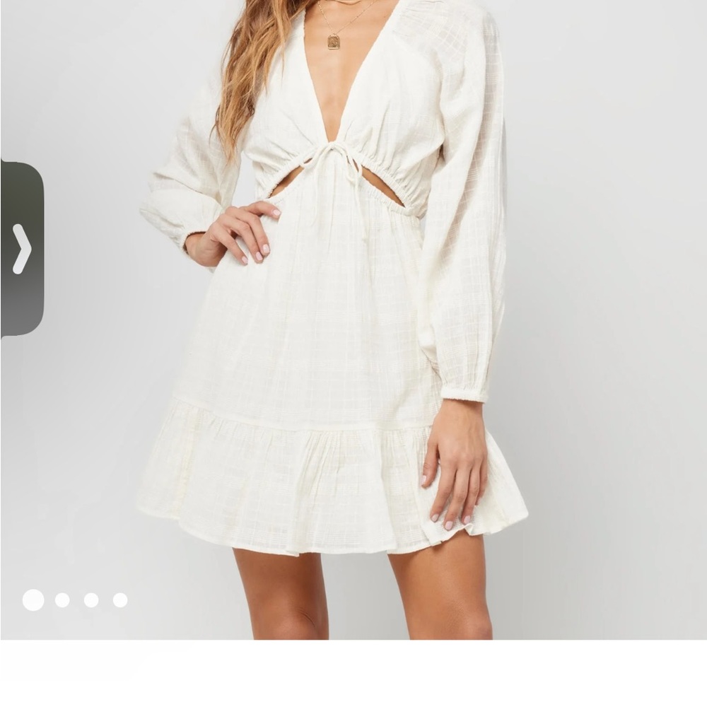 L*Space Feelin Fine Long Sleeve Cut-Out IVORY Mini Dress 🤍size Small like new!